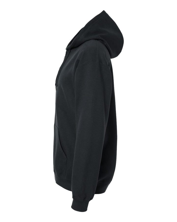 Left View of Black Softstyle® Full-Zip Hooded Sweatshirt - SF600