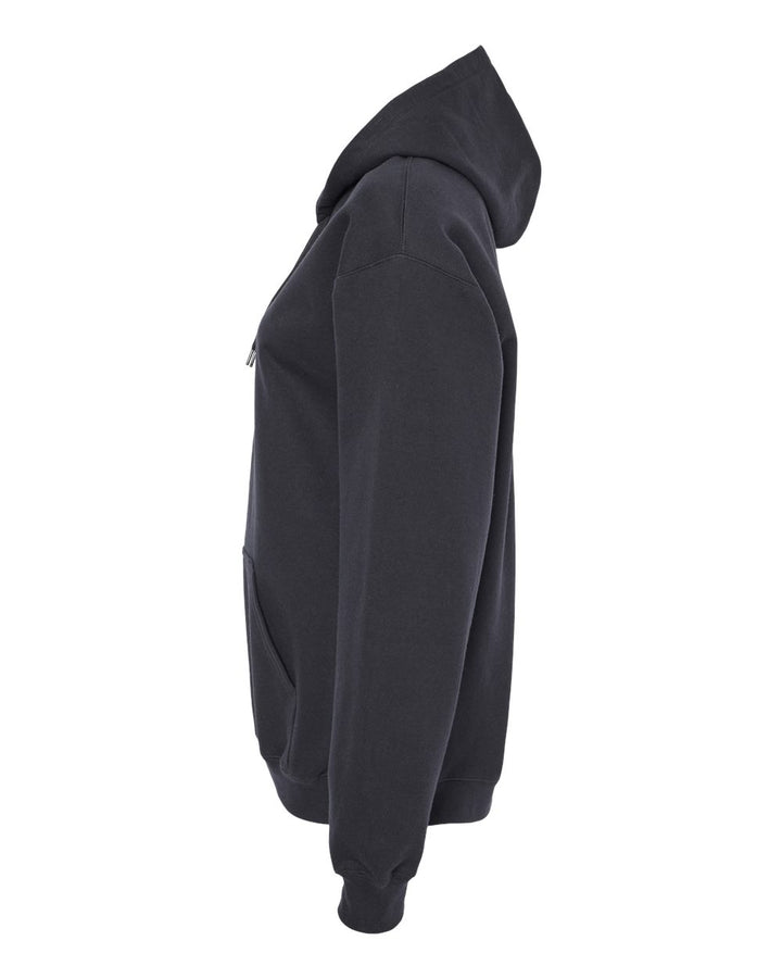 Left View of Black Softstyle® Midweight Hooded Sweatshirt - SF500