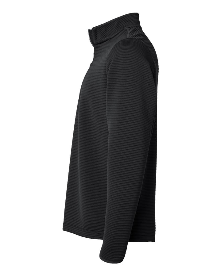 Left View of Black Spacer Quarter-Zip Pullover - A588