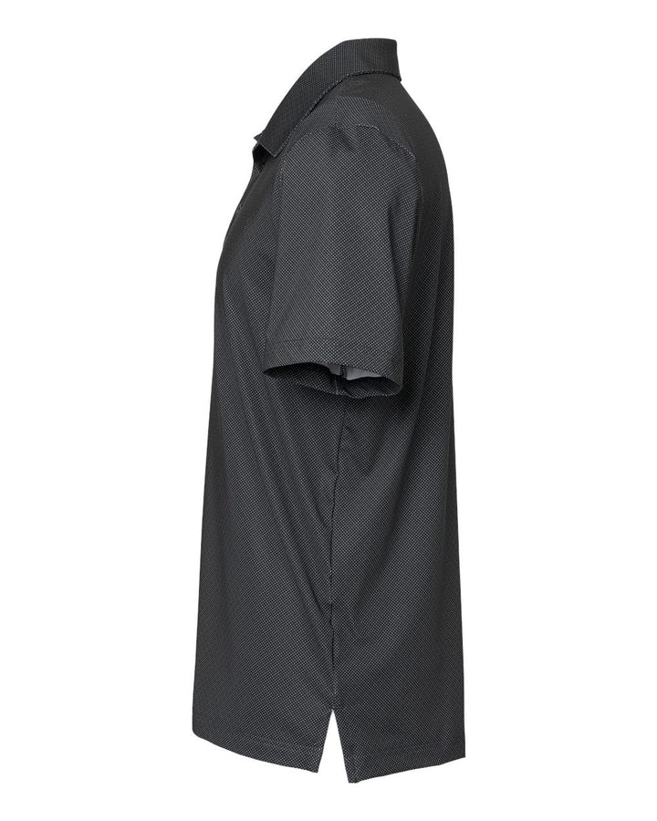 Left View of Black/ White/ Grey Three Diamond Dot Print Polo - A498