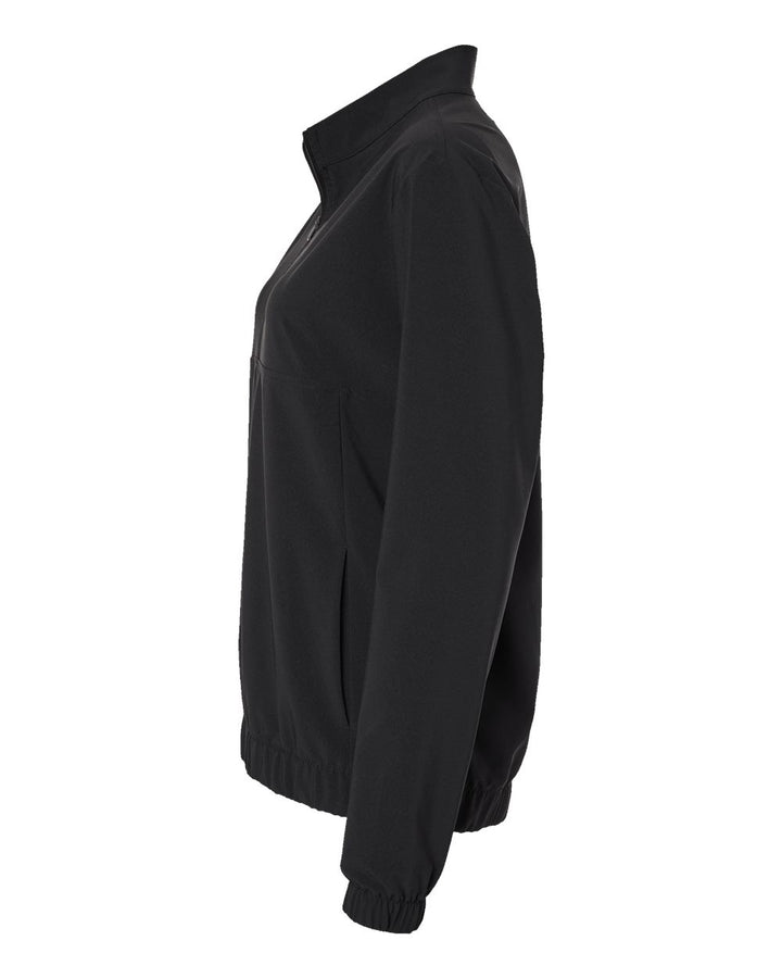 Left View of Black Women's Woven Half-Zip Pullover - A706