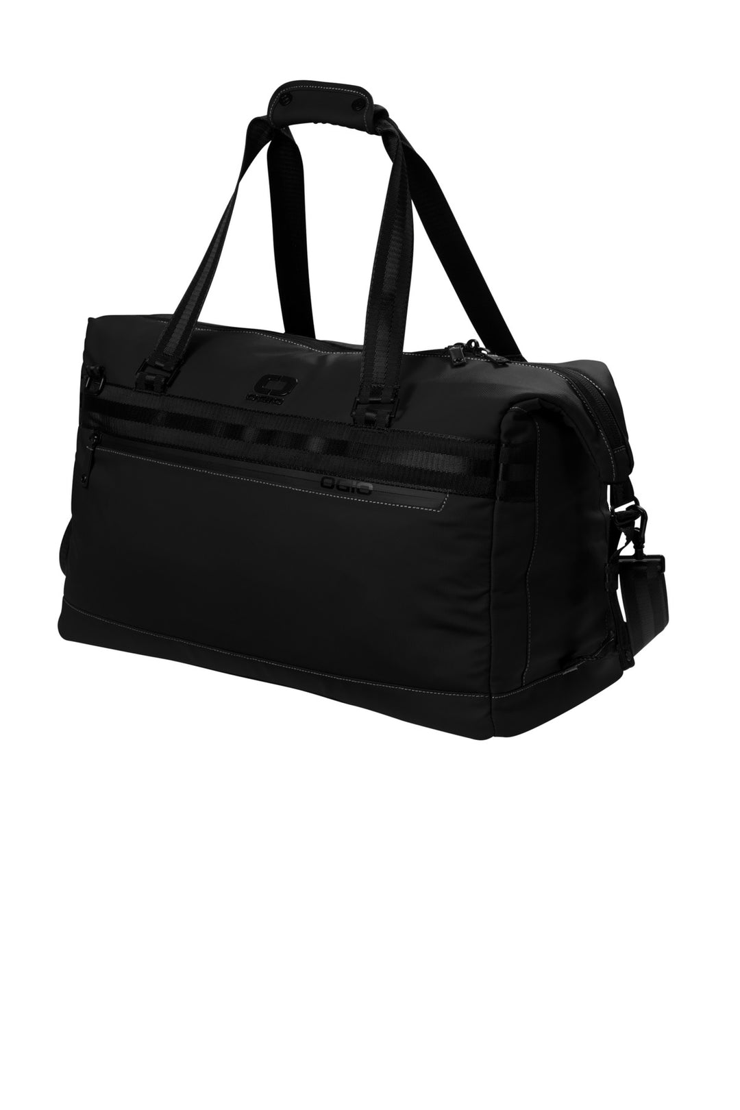 Left View of Blacktop OGIO Commuter Duffel . 411098