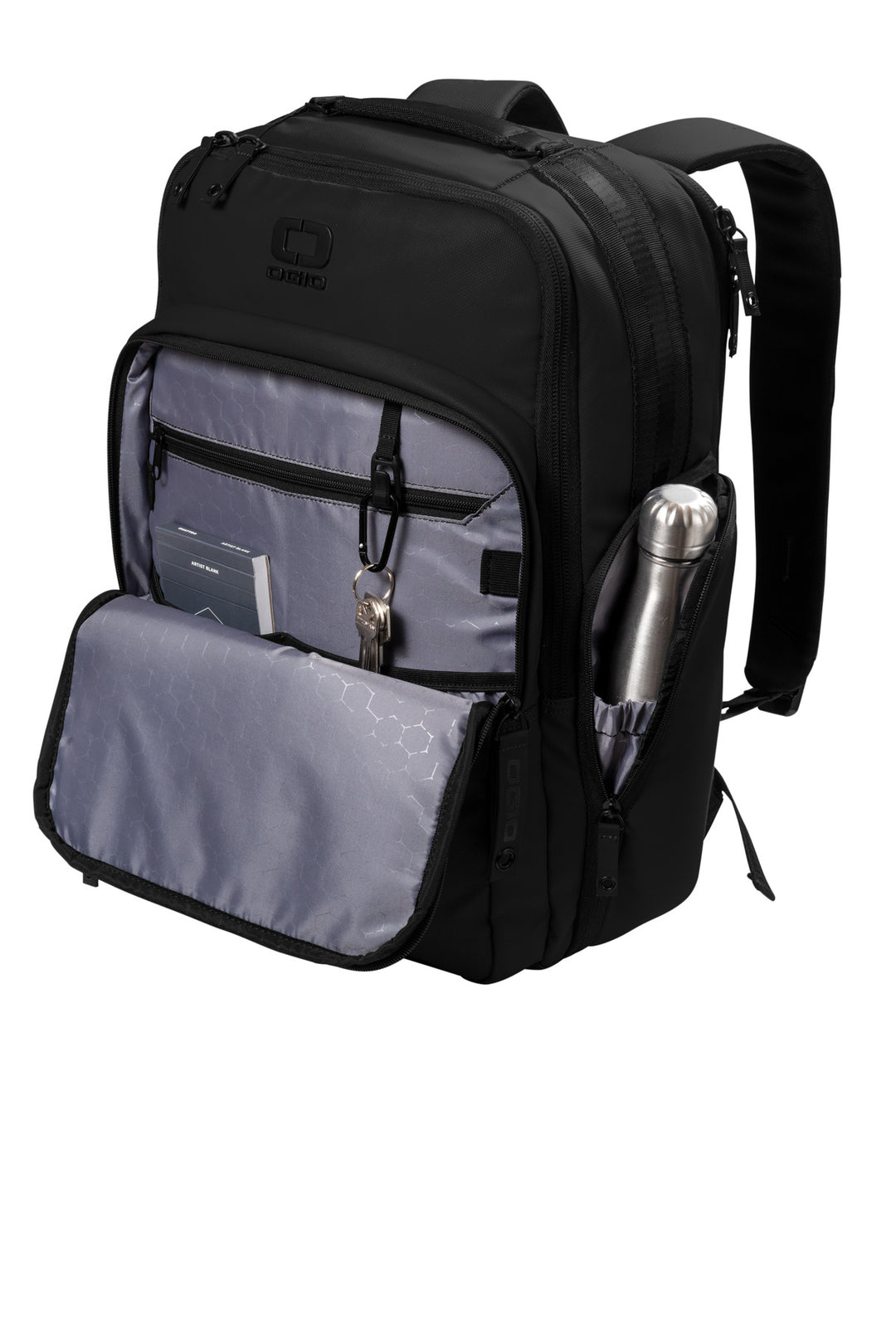 Left View of Blacktop OGIO Commuter XL Pack 91012