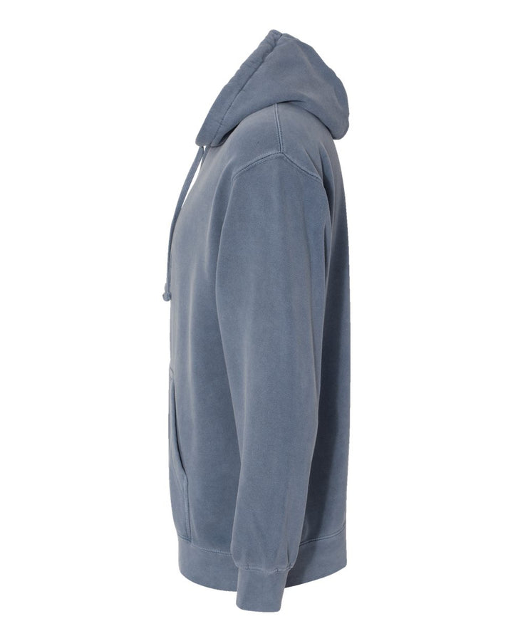 Left View of Blue Jean Garment-Dyed Hooded Sweatshirt - 1567