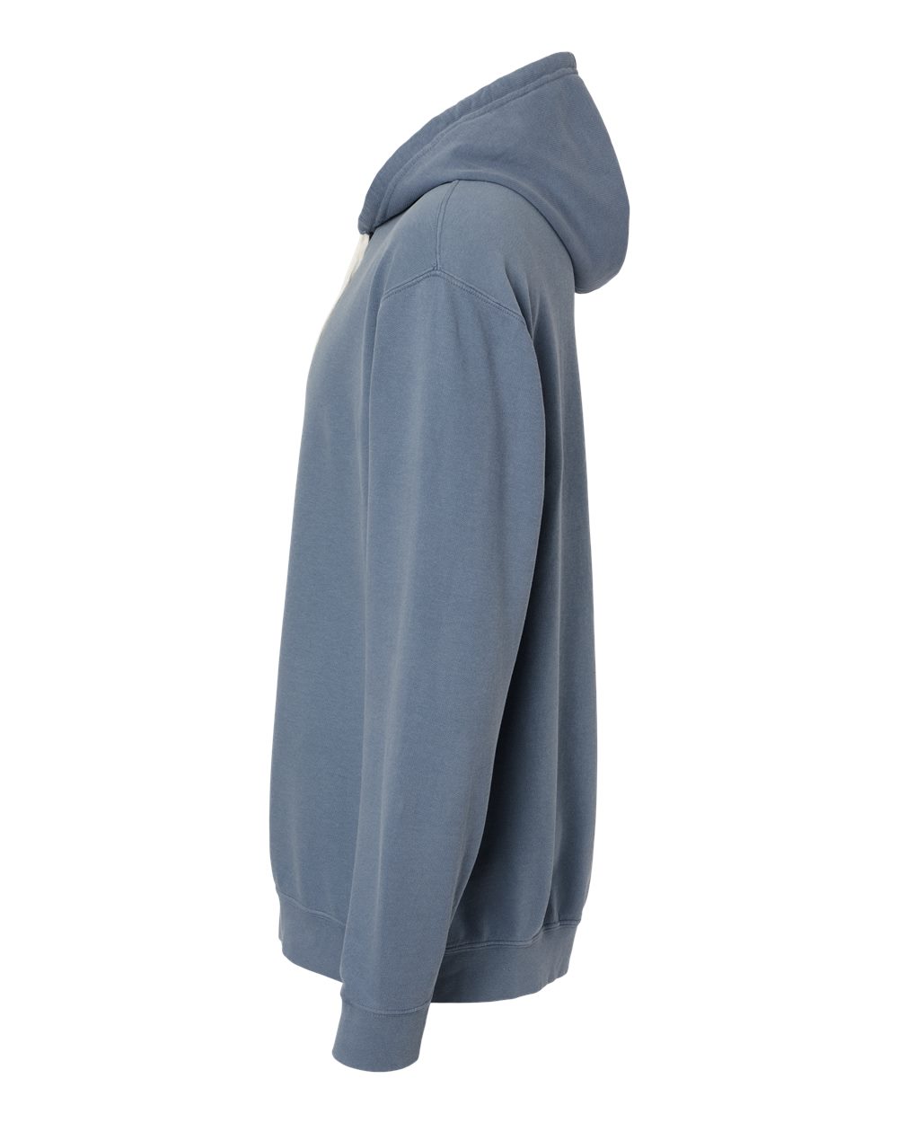 Left View of Blue Jean Garment-Dyed Lightweight Fleece Hooded Sweatshirt - 1467