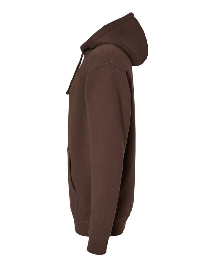 Left View of Brown Heavyweight Hooded Sweatshirt - IND4000