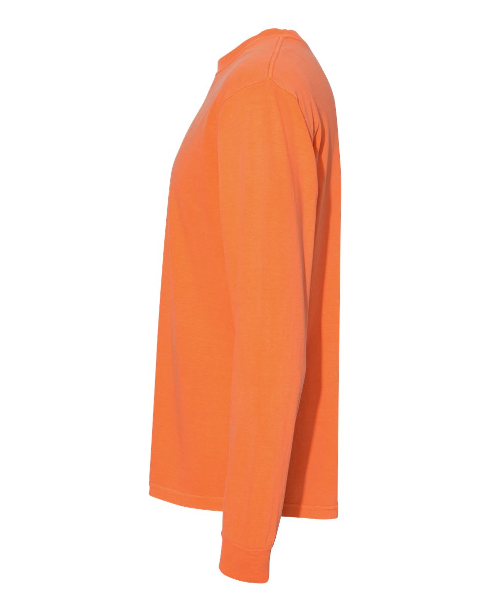 Left View of Burnt Orange Garment-Dyed Heavyweight Long Sleeve T-Shirt - 6014