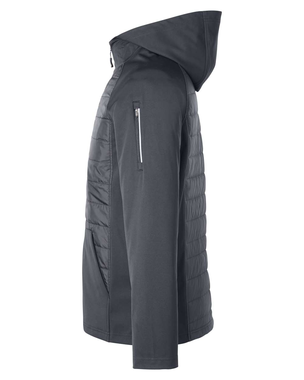 Left View of Carbon Unisex Techno Lite Hybrid Hooded Jacket - CE808
