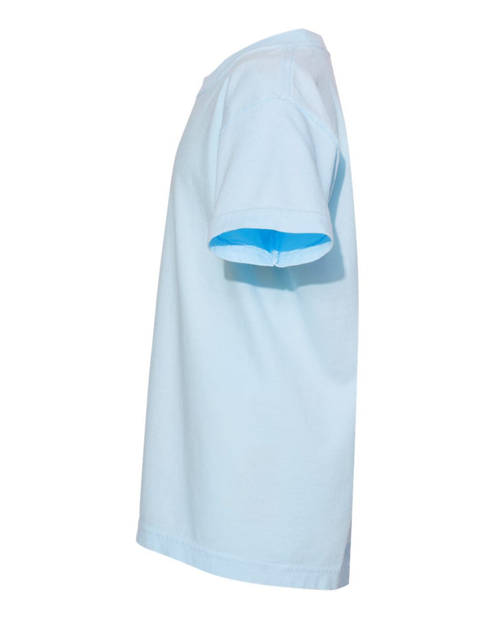 Left View of Chambray Garment-Dyed Youth Heavyweight T-Shirt - 9018