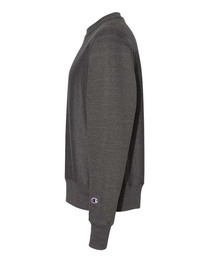 Left View of Charcoal Heather Reverse Weave® Crewneck Sweatshirt - S149