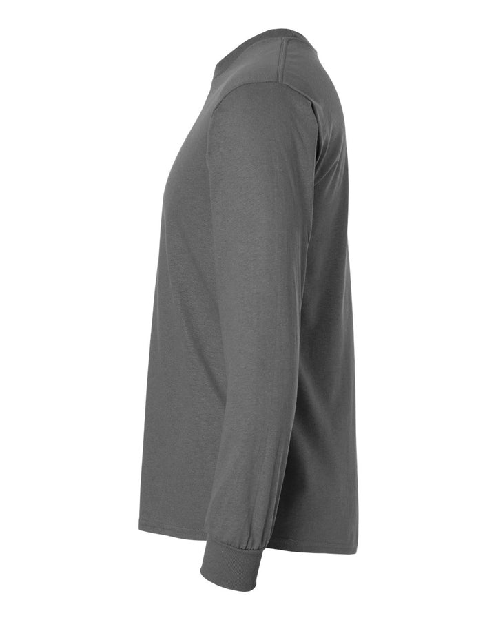 Left View of Charcoal Ultra Cotton® Long Sleeve T-Shirt - 2400