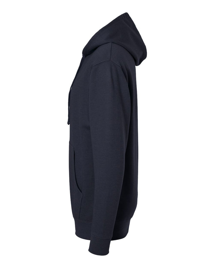Left View of Classic Navy Heather Midweight Hooded Sweatshirt - SS4500