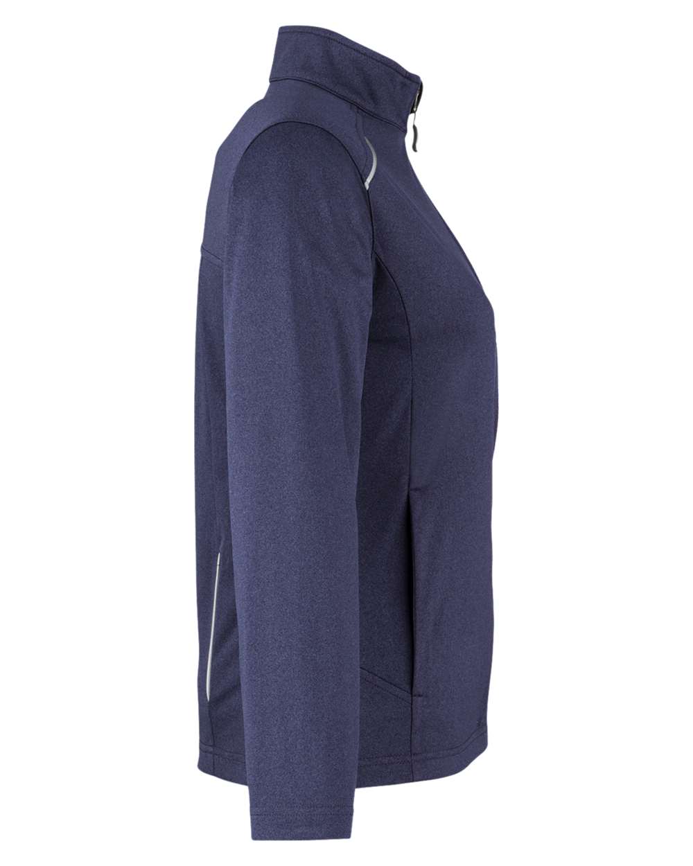 Left View of Classic Navy Heather Women's Techno Lite Three-Layer Knit Tech-Shell - CE708W