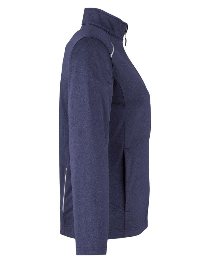 Left View of Classic Navy Heather Women's Techno Lite Three-Layer Knit Tech-Shell - CE708W