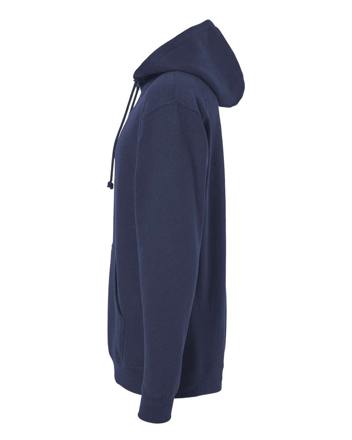 Left View of Classic Navy Heavyweight Hooded Sweatshirt - IND4000