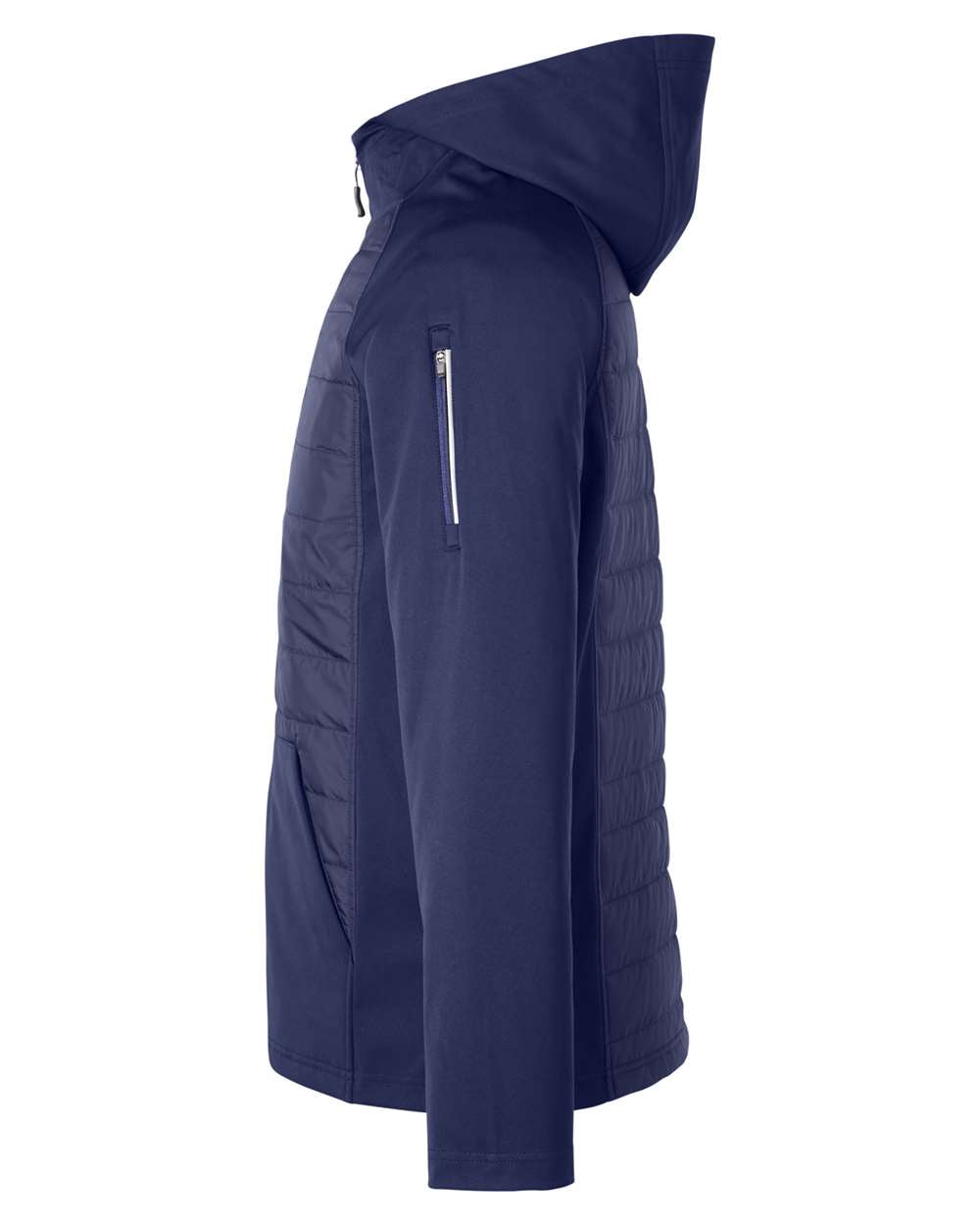 Left View of Classic Navy Unisex Techno Lite Hybrid Hooded Jacket - CE808