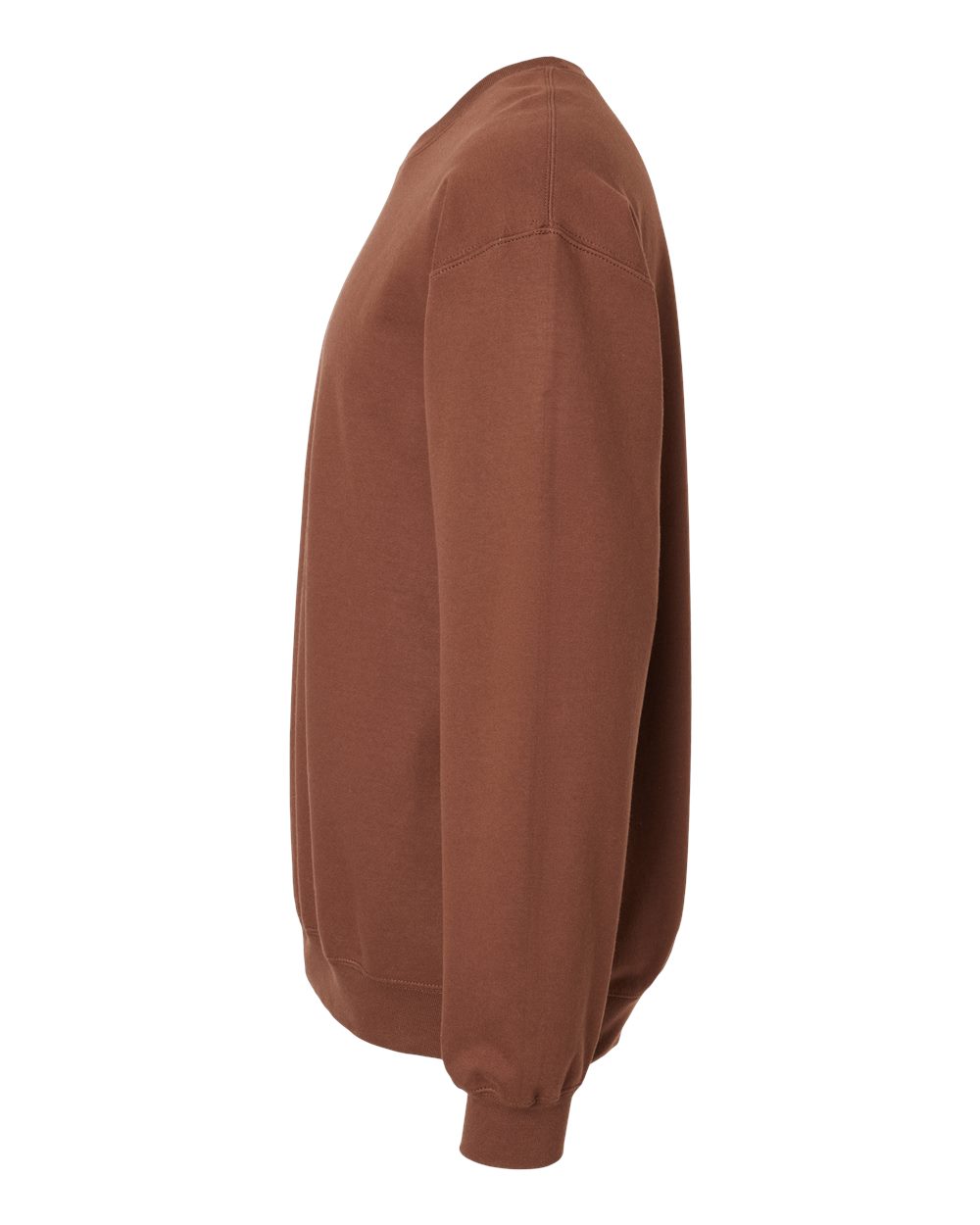 Left View of Cocoa Softstyle® Midweight Crewneck Sweatshirt - SF000