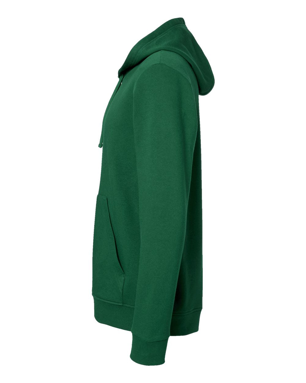 Left View of Collegiate Green Fleece Hooded Sweatshirt - A432