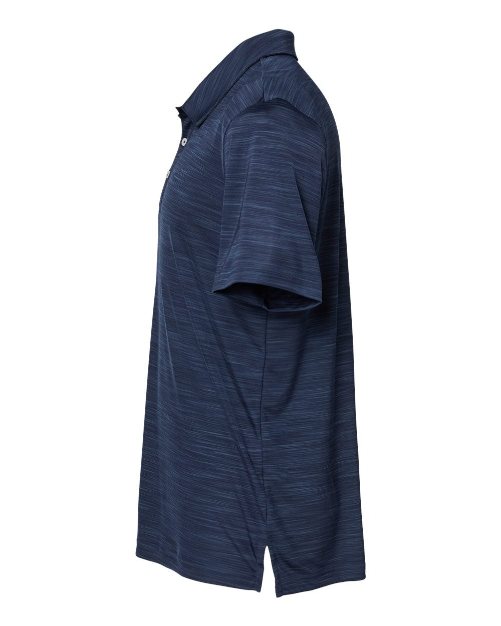 Left View of Collegiate Navy Melange Mélange Polo - A402
