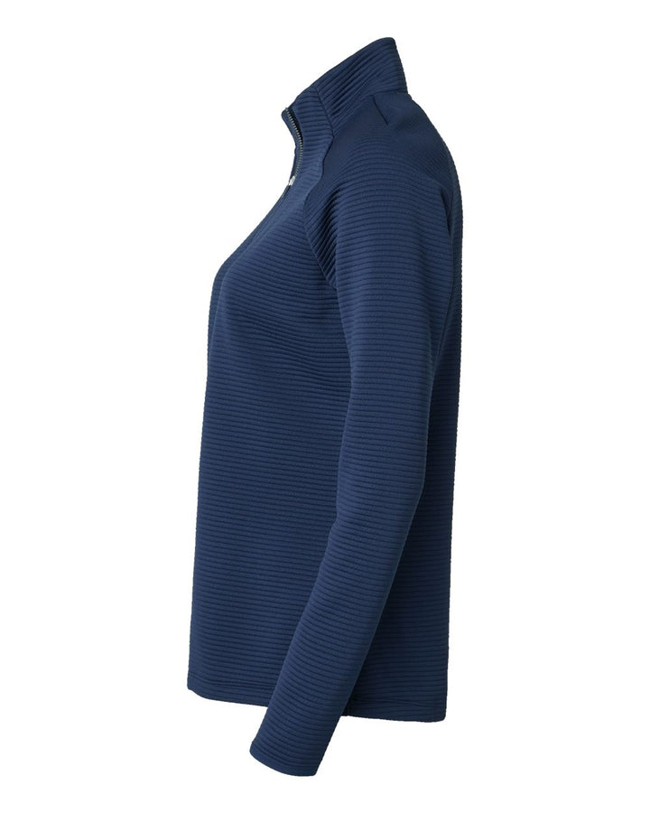 Left View of Collegiate Navy Women's Spacer Quarter-Zip Pullover - A589