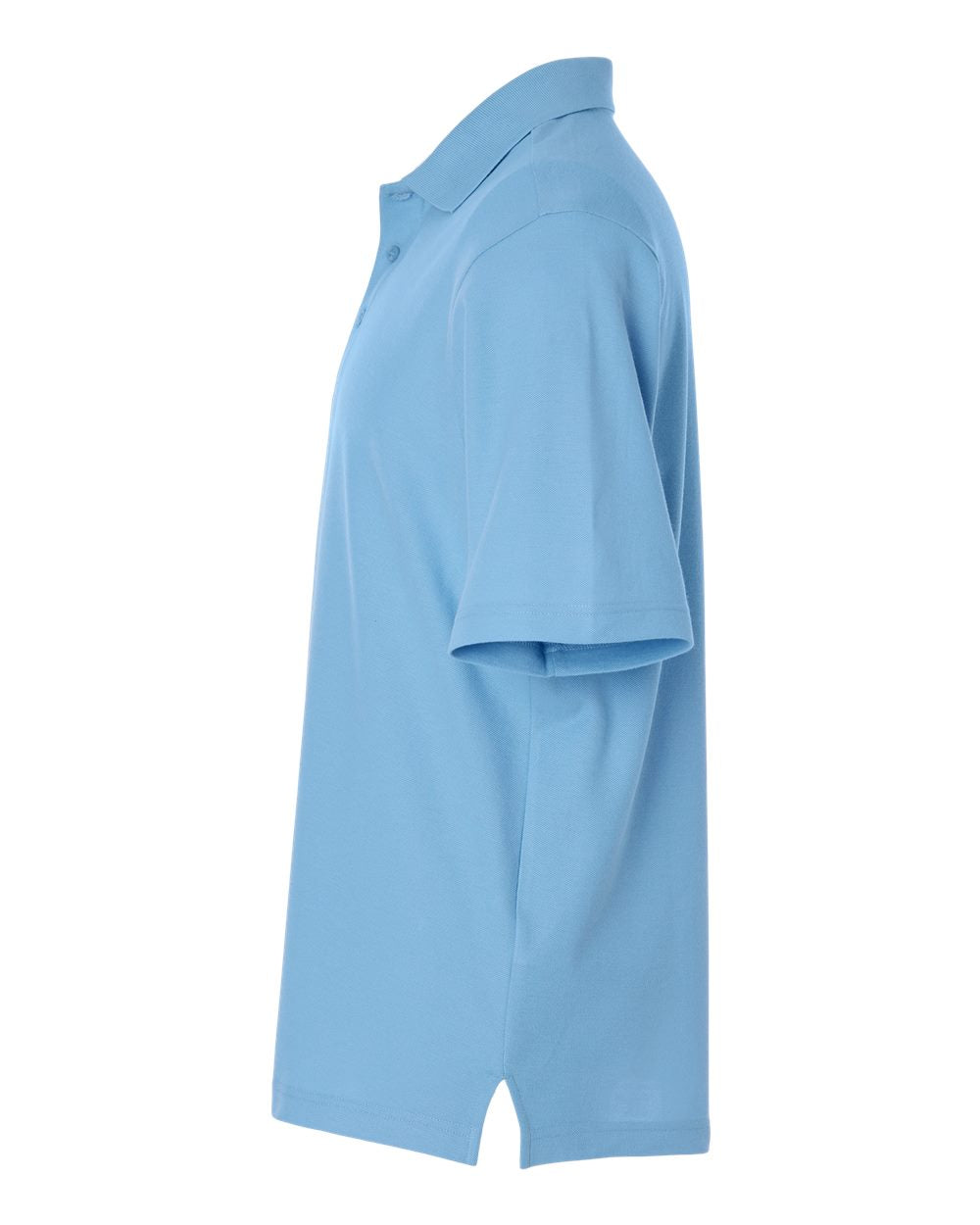 Left View of Columbia Blue Men's Resolve CVC Performance Pique Polo - CE106