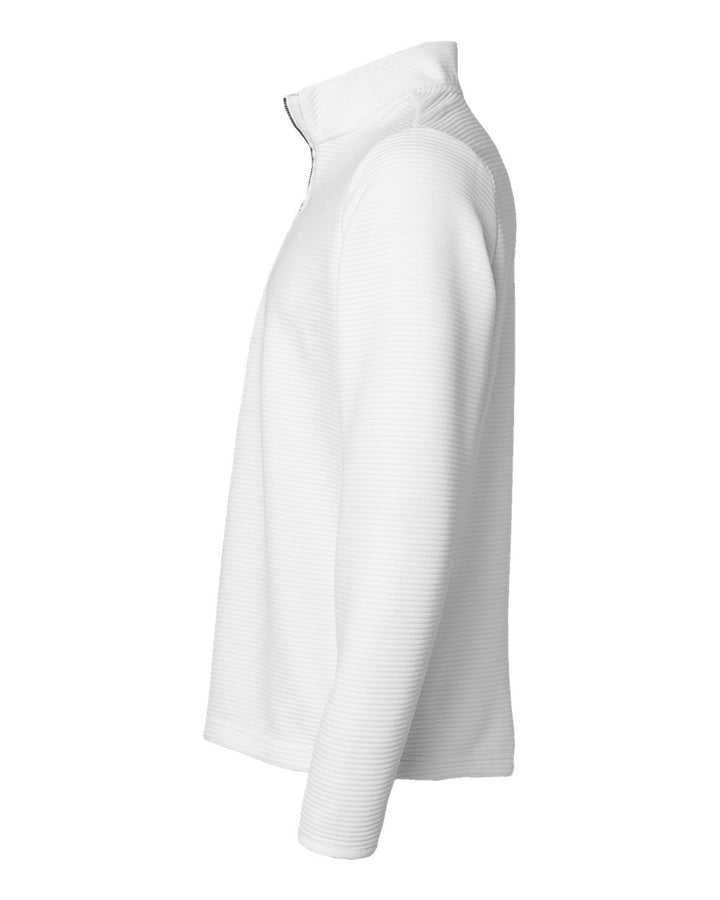 Left View of Core White Spacer Quarter-Zip Pullover - A588