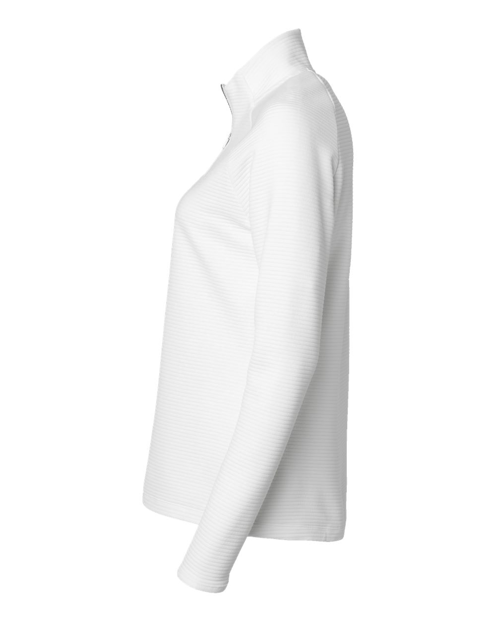 Left View of Core White Women's Spacer Quarter-Zip Pullover - A589