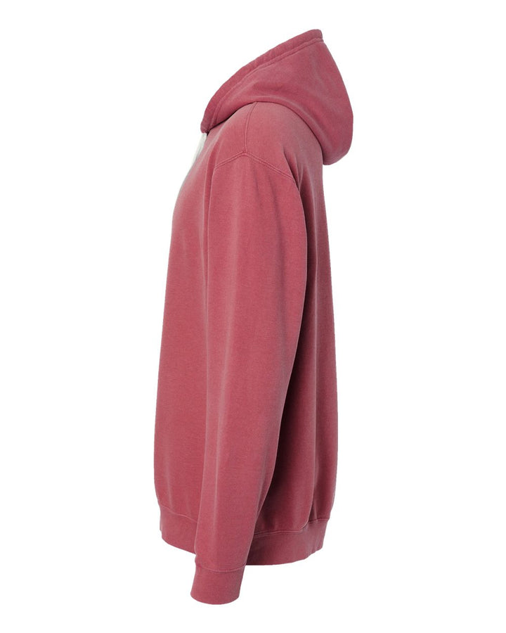 Left View of Crimson Garment-Dyed Lightweight Fleece Hooded Sweatshirt - 1467