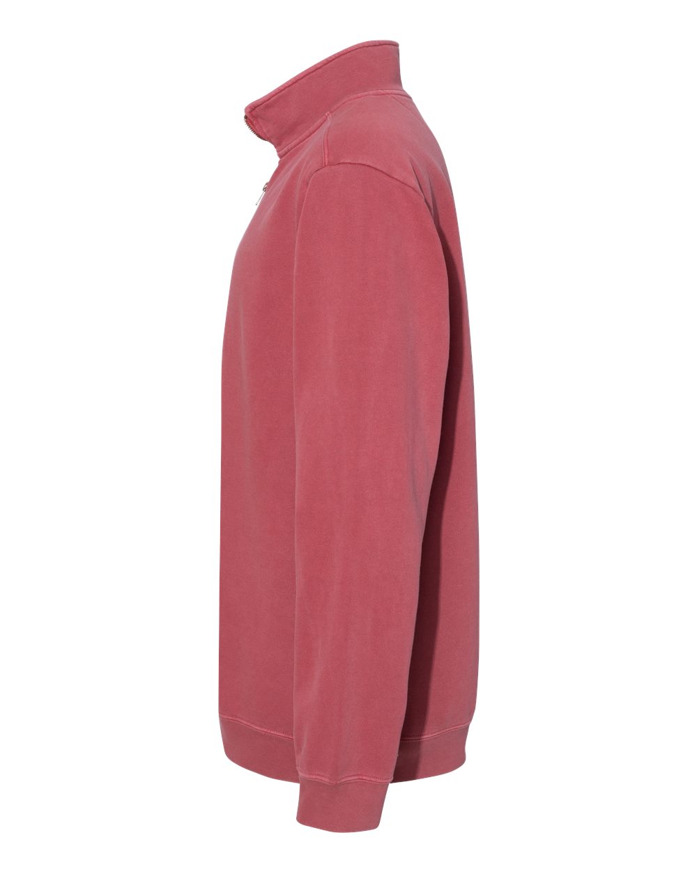 Left View of Crimson Garment-Dyed Quarter Zip Sweatshirt - 1580