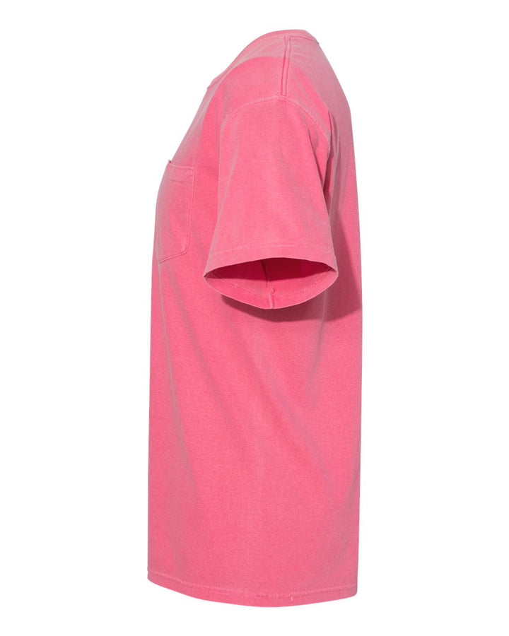 Left View of Crunchberry Garment-Dyed Heavyweight Pocket T-Shirt - 6030