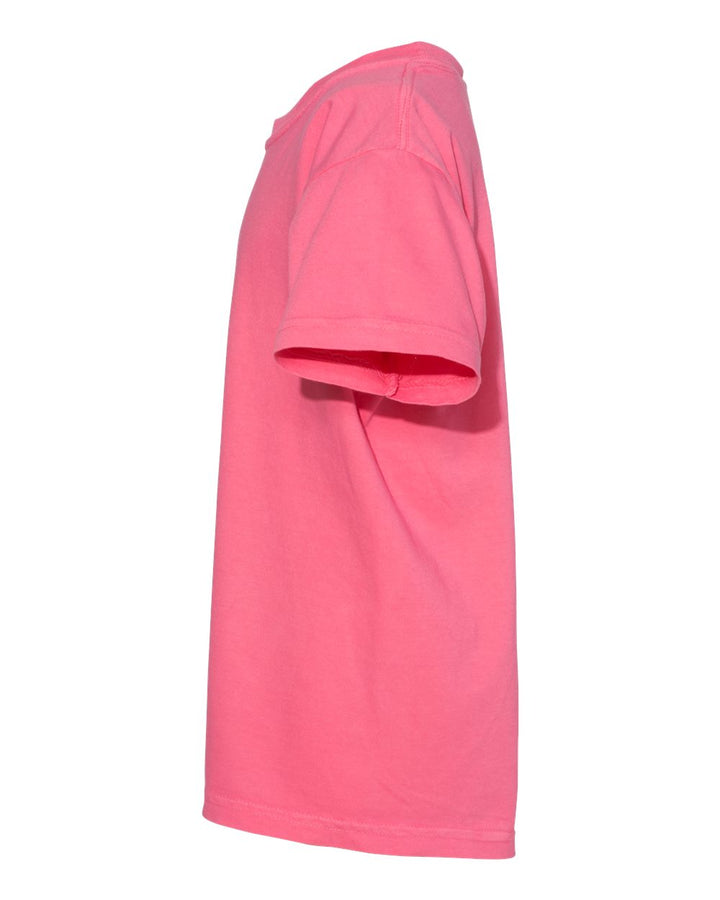 Left View of Crunchberry Garment-Dyed Youth Heavyweight T-Shirt - 9018