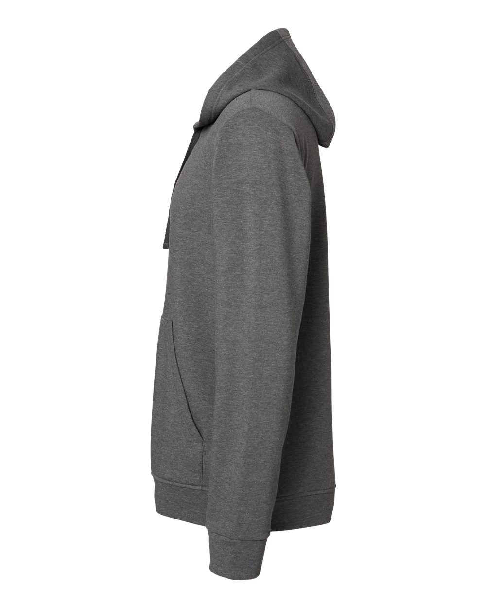 Left View of Dark Grey Heather Fleece Hooded Sweatshirt - A432