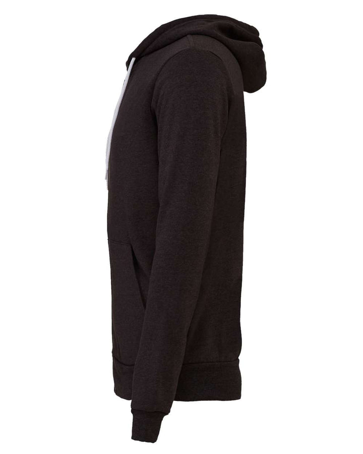 Left View of Dark Grey Heather Sponge Fleece Full-Zip Hoodie - 3739