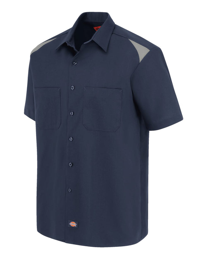 Left View of Dark Navy/ Smoke Men's Short Sleeve Performance Team Shirt - 0005