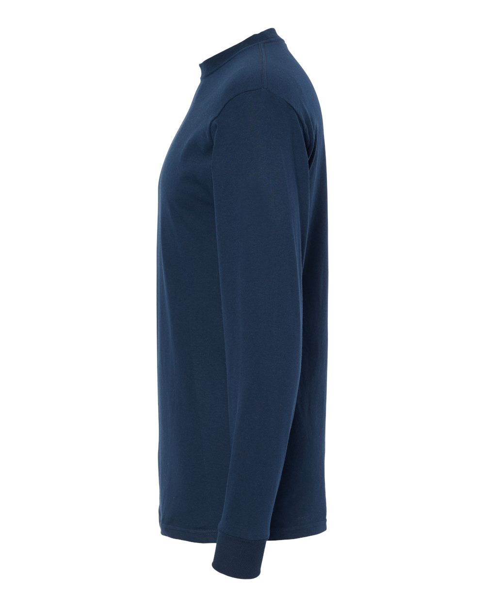 Left View of Deep Navy Gold Soft Touch Long Sleeve T-Shirt - 4820