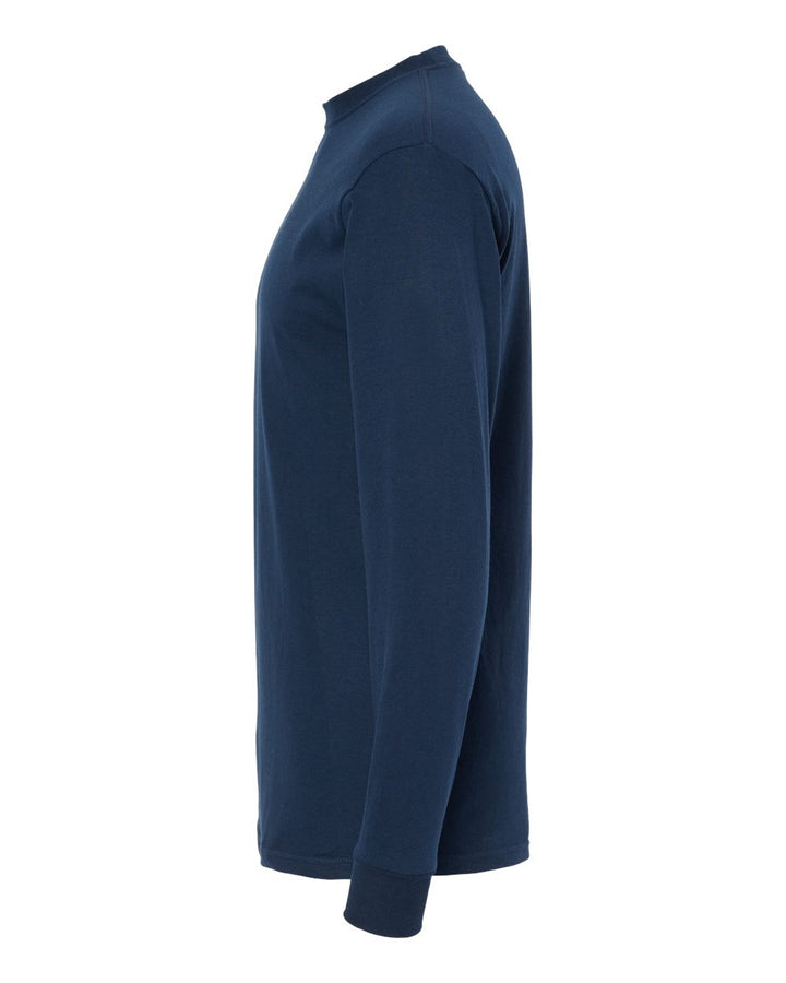 Left View of Deep Navy Gold Soft Touch Long Sleeve T-Shirt - 4820