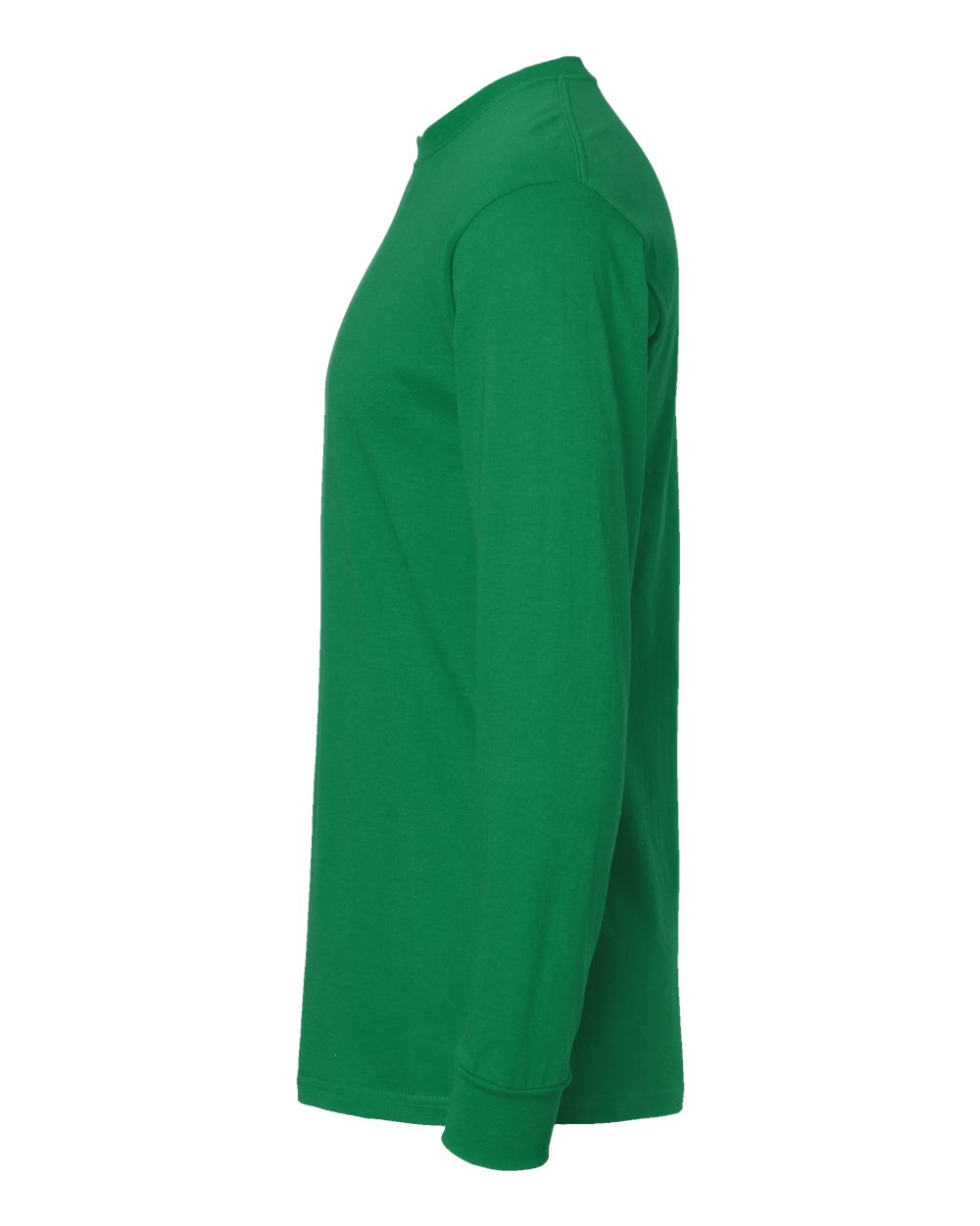 Left View of Fine Kelly Green Gold Soft Touch Long Sleeve T-Shirt - 4820