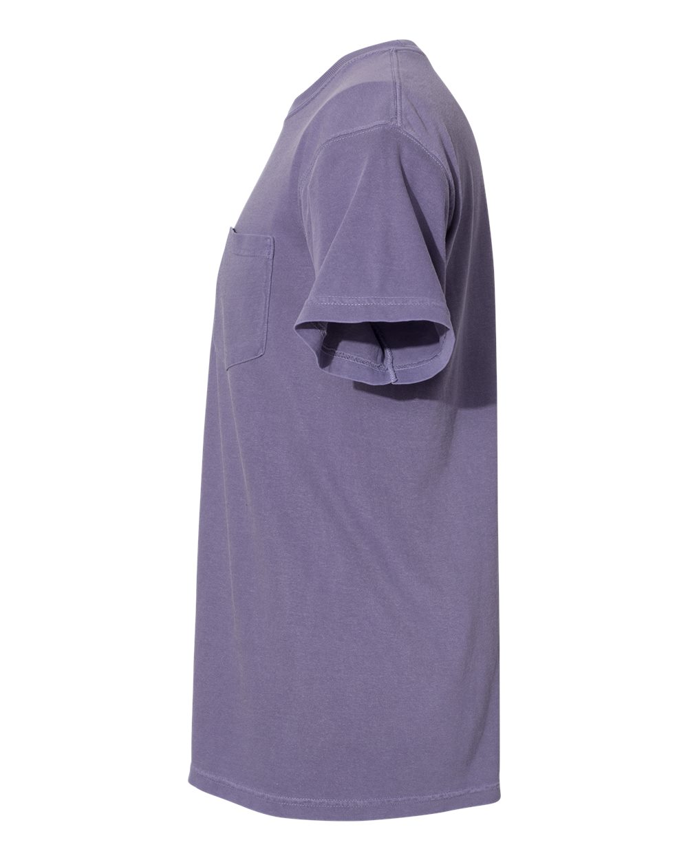 Left View of Grape Garment-Dyed Heavyweight Pocket T-Shirt - 6030