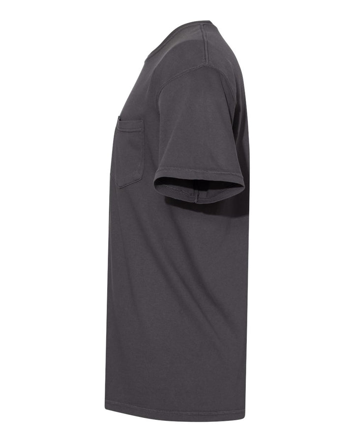 Left View of Graphite Garment-Dyed Heavyweight Pocket T-Shirt - 6030