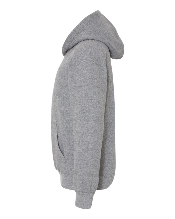 Left View of Graphite Heather Heavy Blend™ Youth Hooded Sweatshirt - 18500B