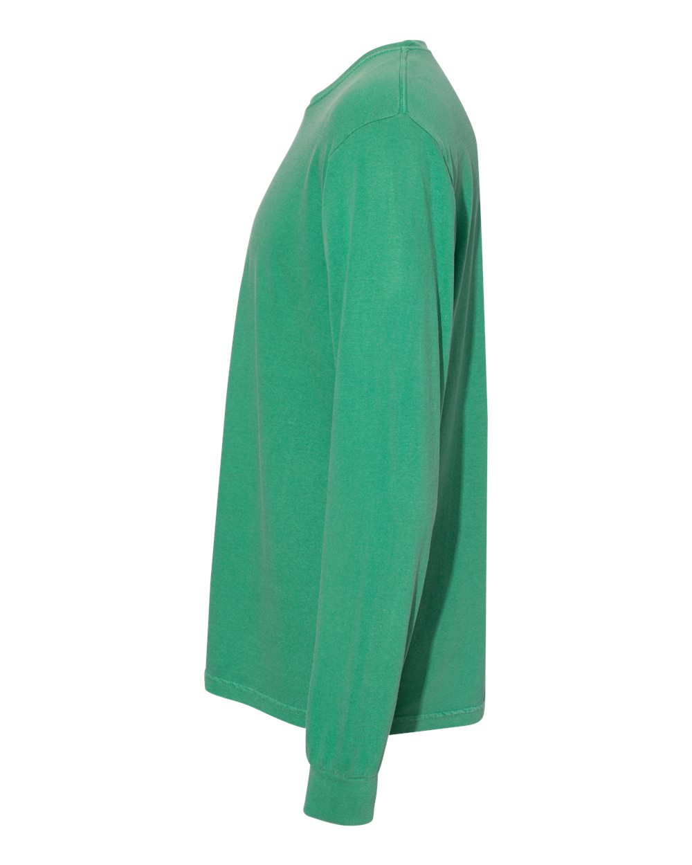 Left View of Grass Garment-Dyed Heavyweight Long Sleeve T-Shirt - 6014