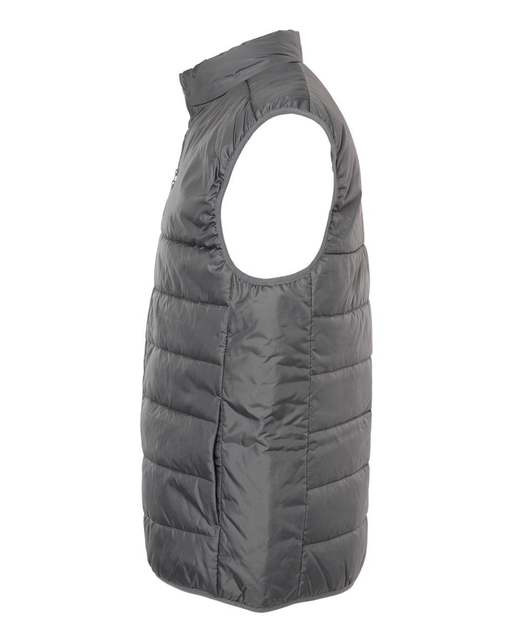 Left View of Grey Five Puffer Vest - A572