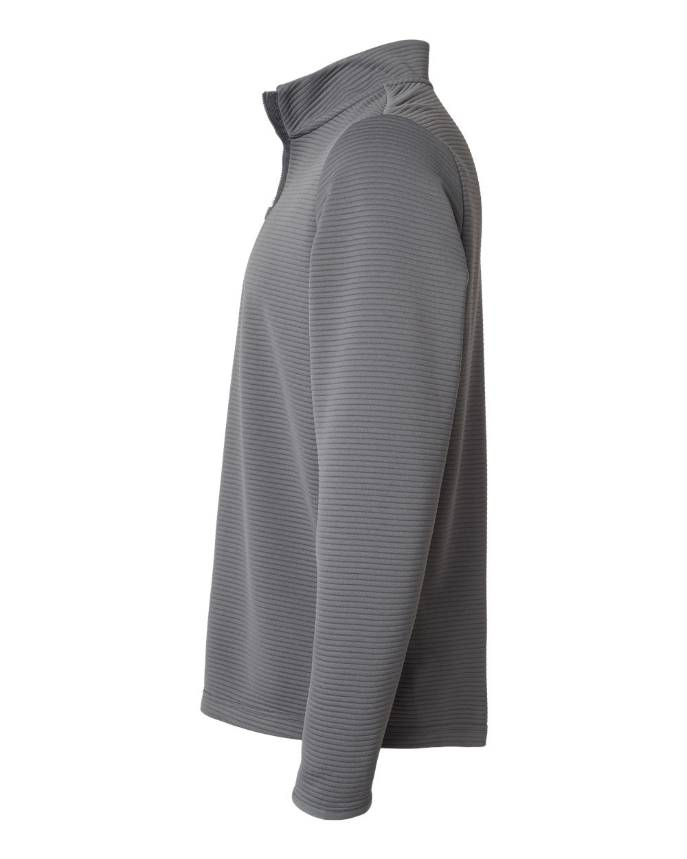 Left View of Grey Five Spacer Quarter-Zip Pullover - A588