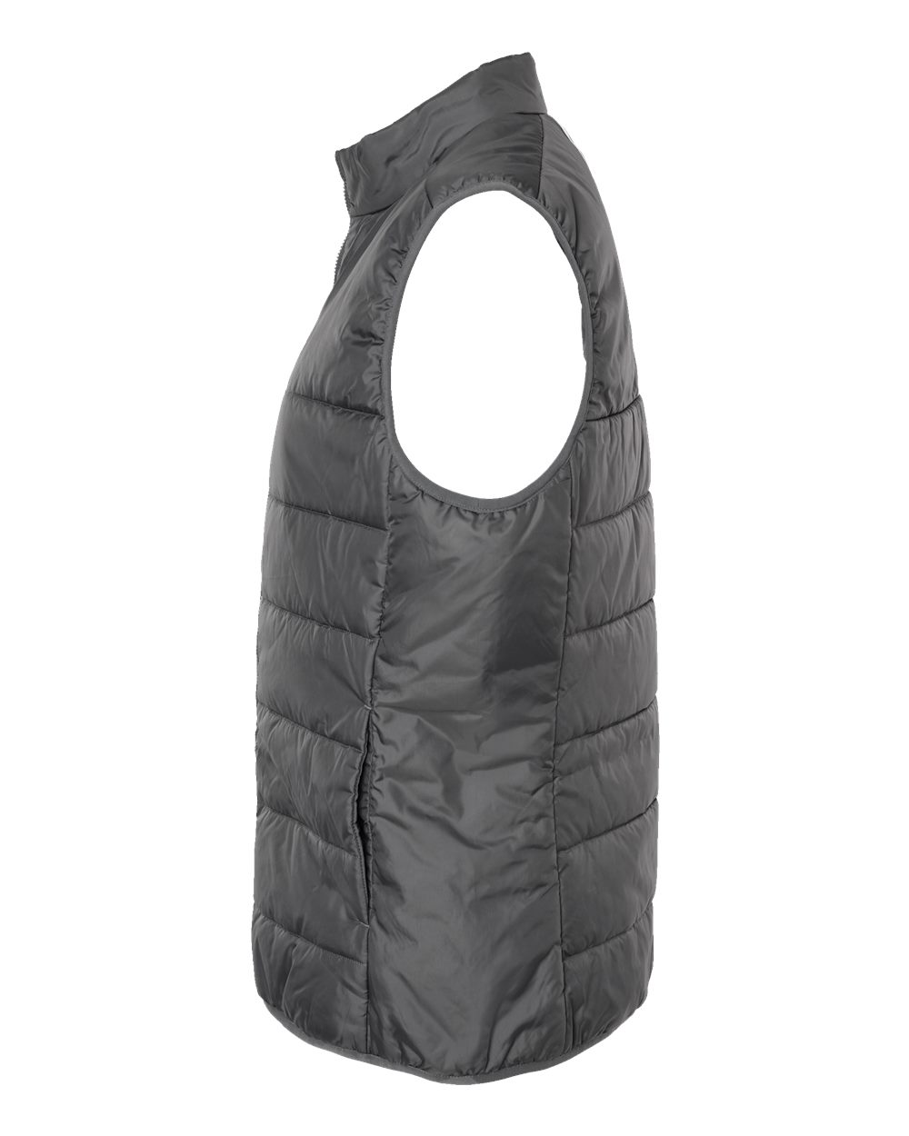 Left View of Grey Five Women's Puffer Vest - A573
