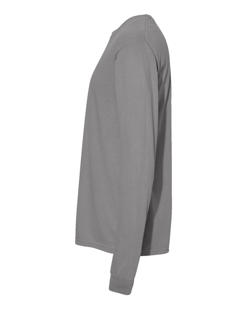 Left View of Grey Garment-Dyed Heavyweight Long Sleeve T-Shirt - 6014