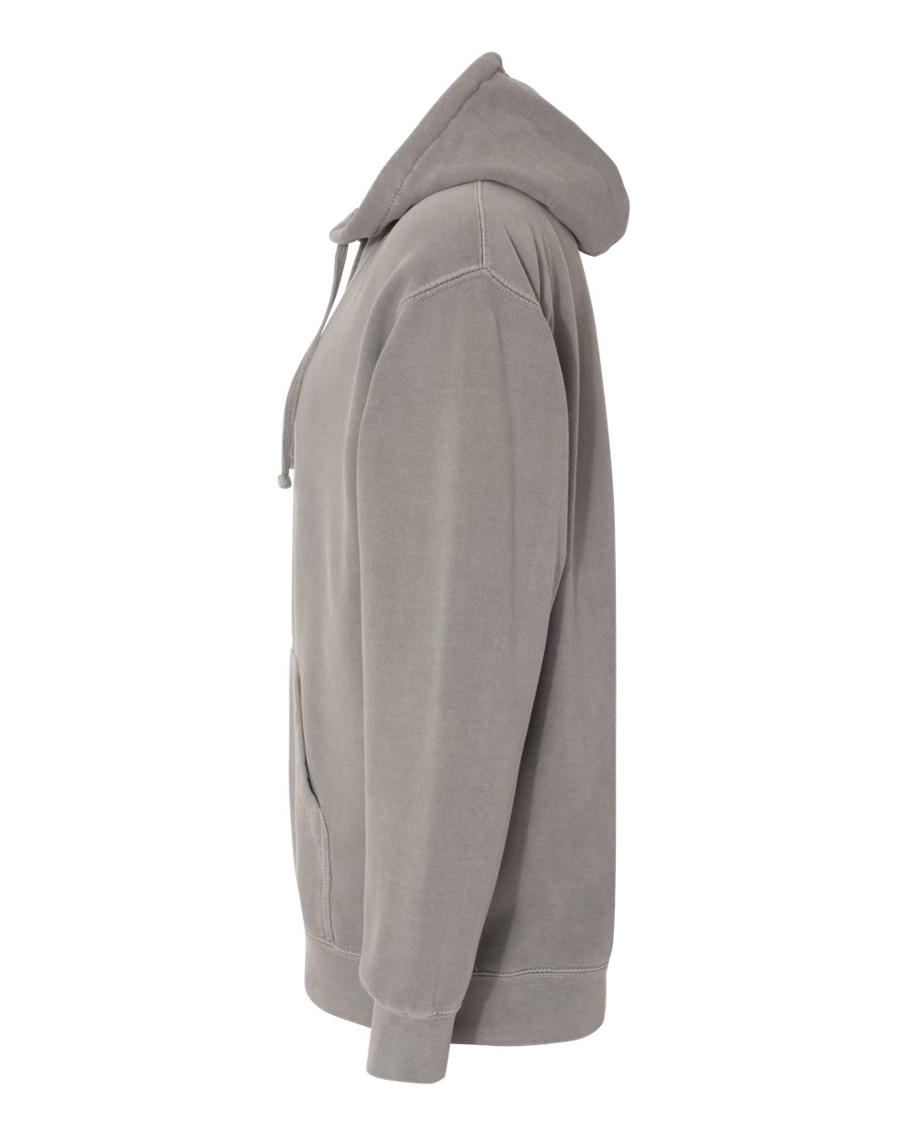 Left View of Grey Garment-Dyed Hooded Sweatshirt - 1567