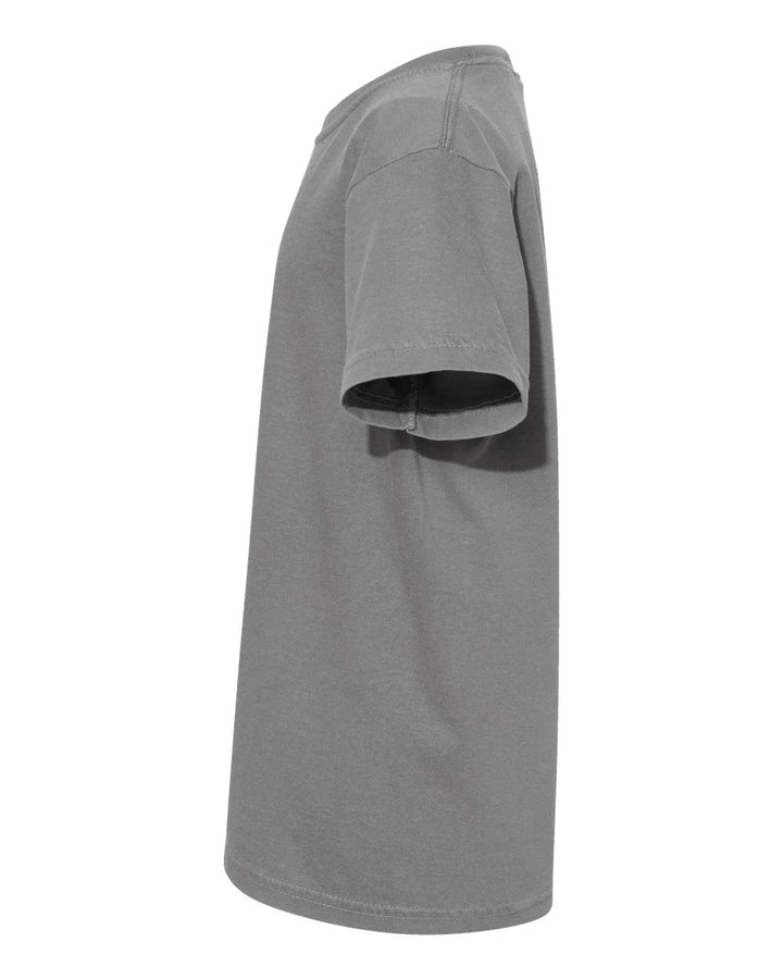Left View of Grey Garment-Dyed Youth Heavyweight T-Shirt - 9018