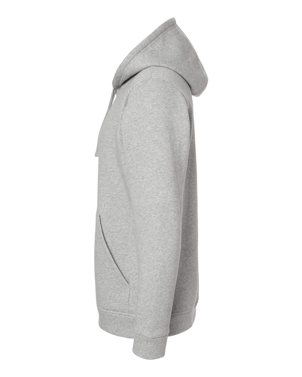 Left View of Grey Heather Fleece Hooded Sweatshirt - A432