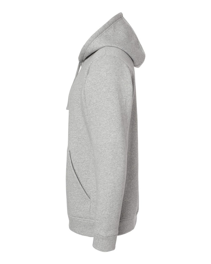 Left View of Grey Heather Fleece Hooded Sweatshirt - A432
