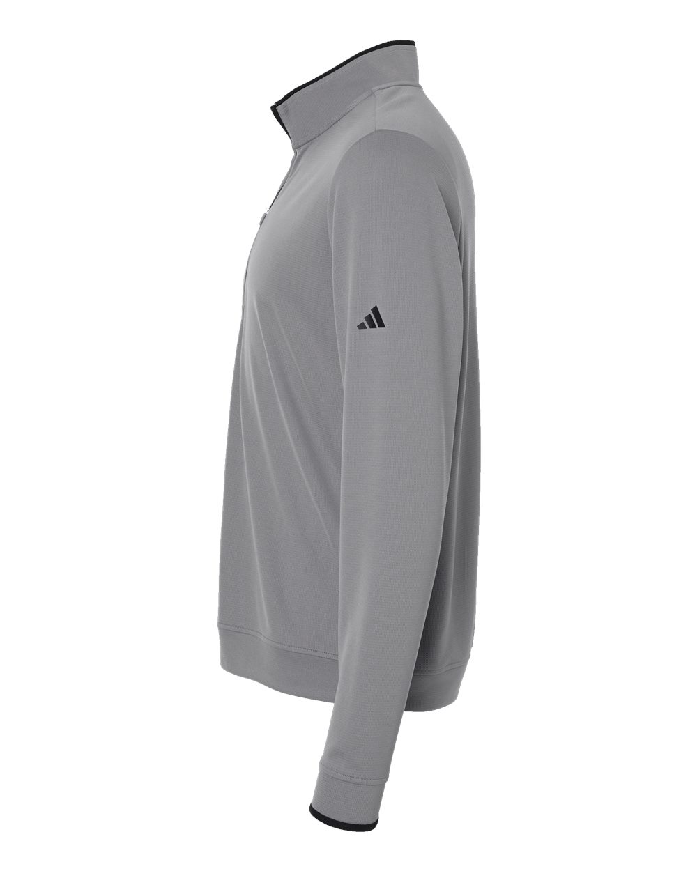 Left View of Grey Three/ Black Lightweight Quarter-Zip Pullover - A2002